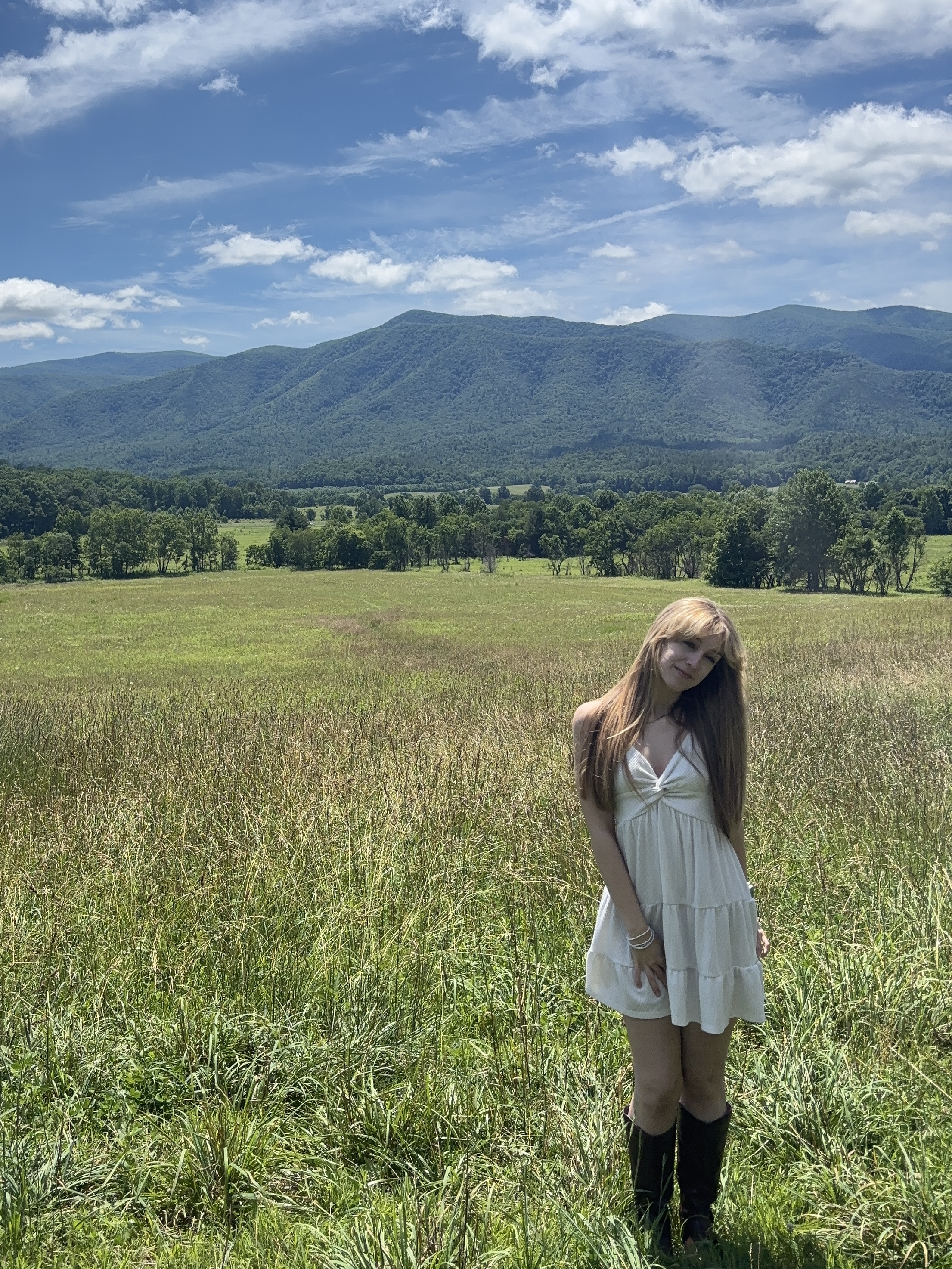 Standing in a mountain field