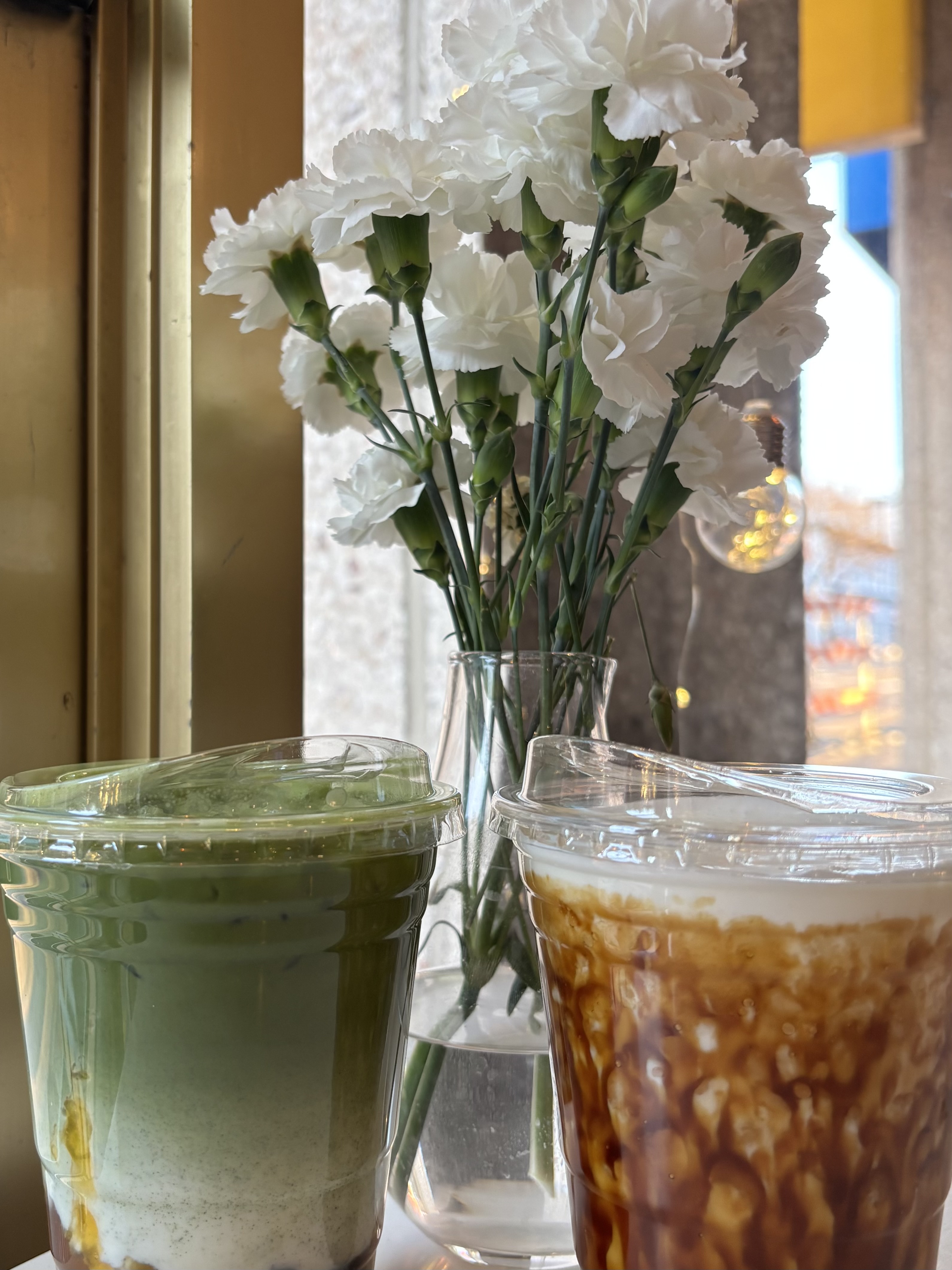 Iced boba and matcha